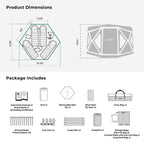 Acacia Space Camping Tent Xl, 4-6 Person Large Family Tent With 6'10'' Height, 2 Doors, 8 Windows, Waterproof Pop Up Easy Setup