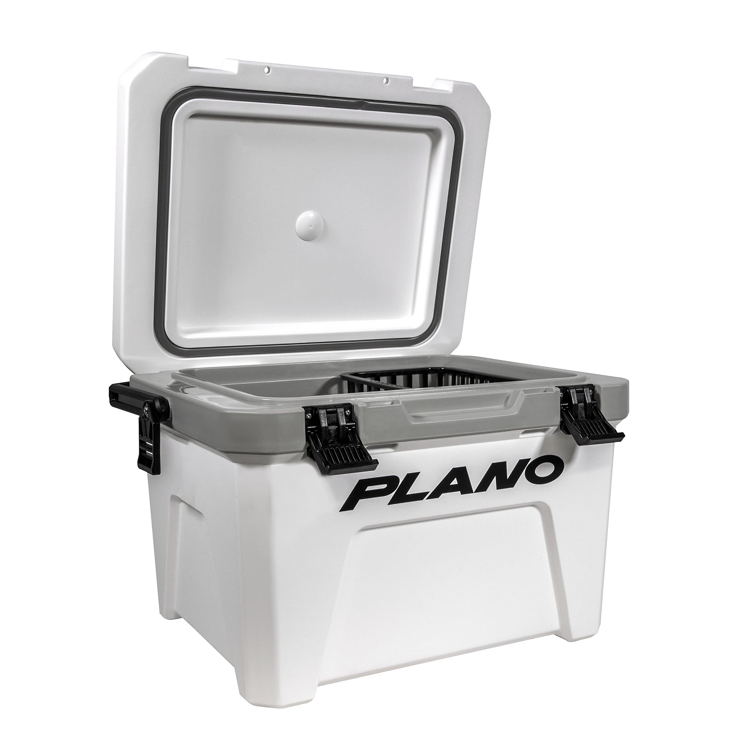 Plano Frost 21-Quart Hard Cooler, Includes Dry Basket, Small, White And Black, Durable, Insulated Ice Chest For Camping, Fishing