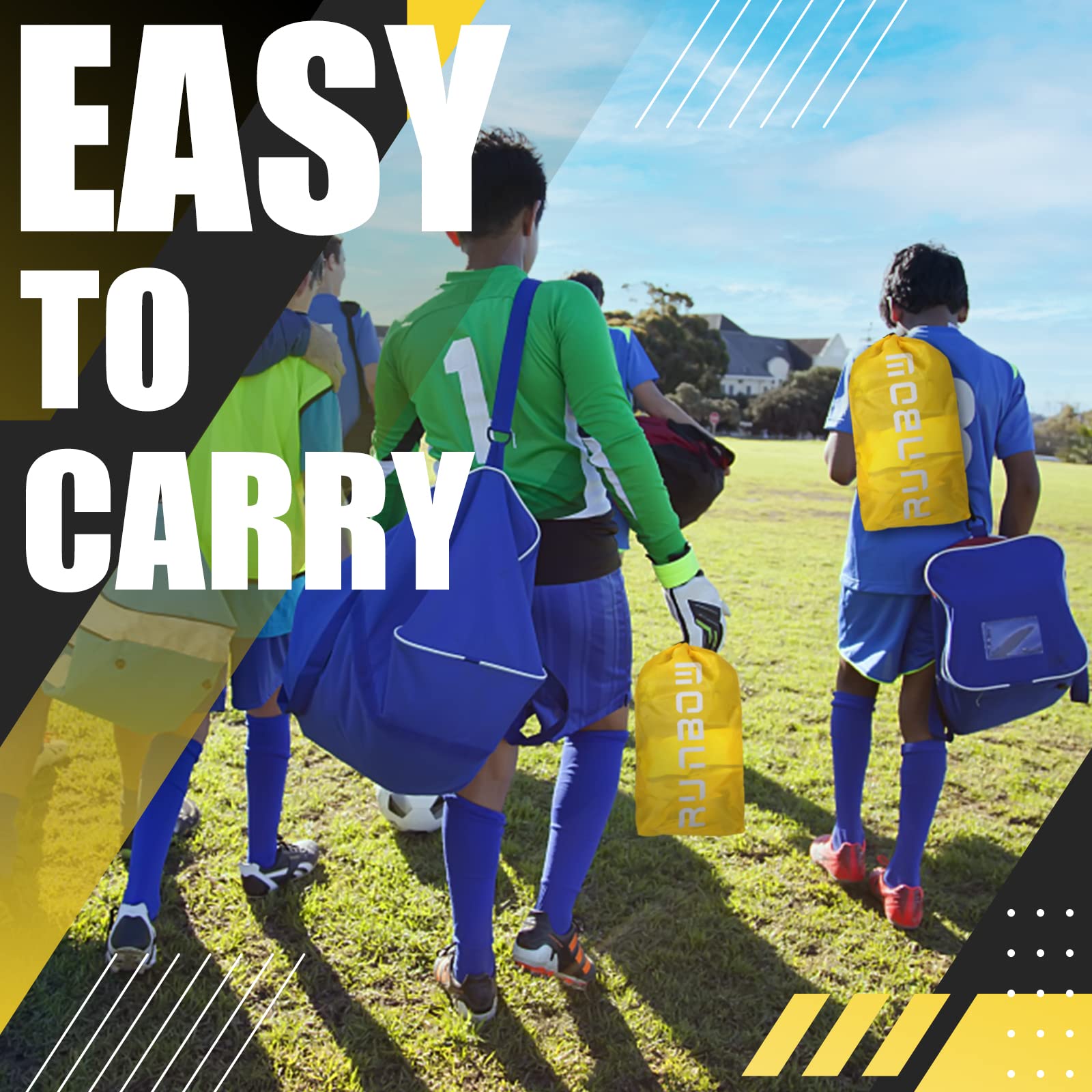 Runbow 6X4 Ft Portable Kids Soccer Goal For Backyard Practice Soccer Net With Carry Bag (6X4 Ft, Yellow, 1 Pack)