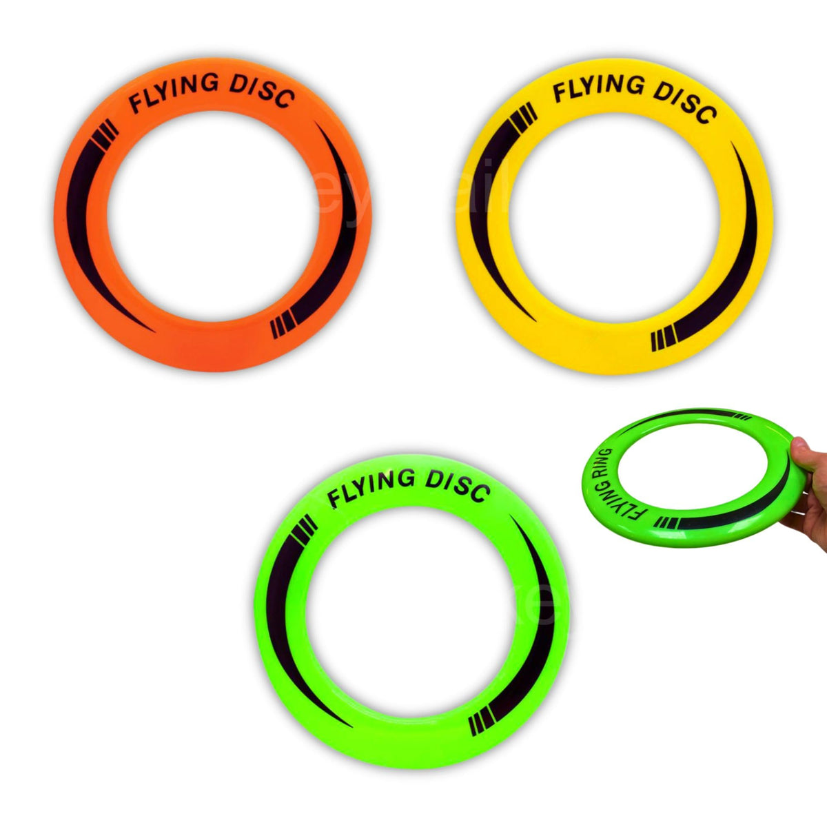 MONKEYTAIL 3 Pcs Flying Ring Frisbee | Assorted Colorful Throw Discs for Kids | Outdoor Beach & Backyard Game | Lightweight Flyi