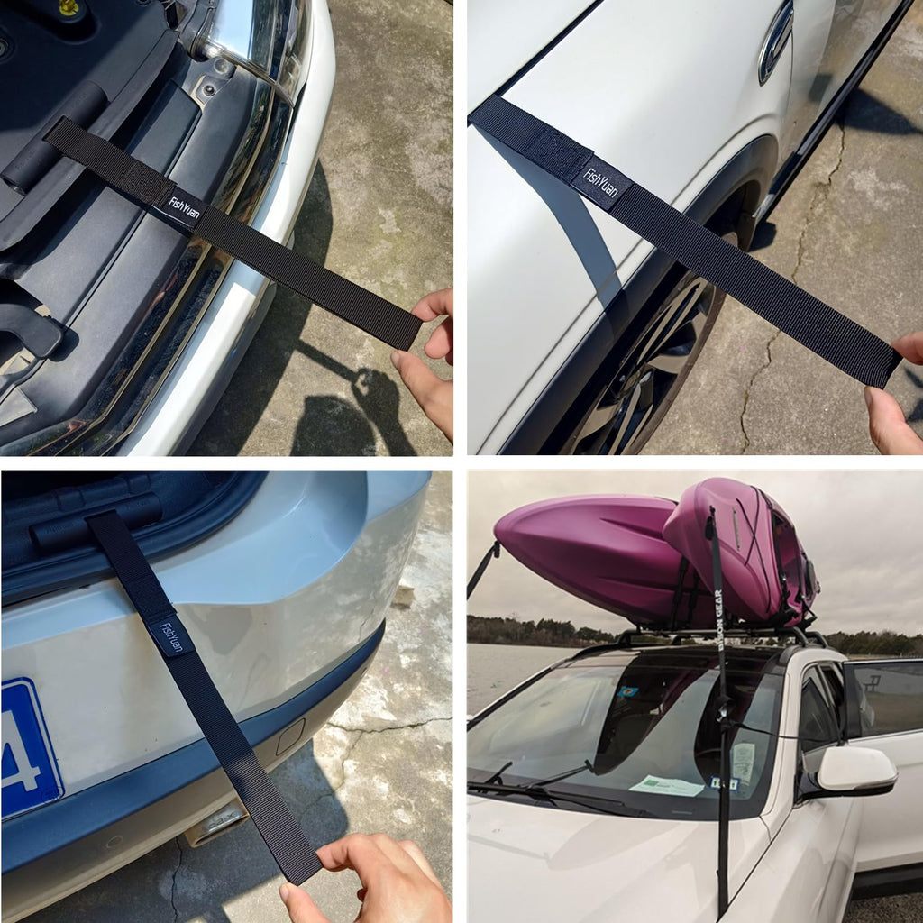 Fishyuan Quick Loops - Fast Kayak And Canoe Tie Down Anchor Straps For Car Hoods And Trunks