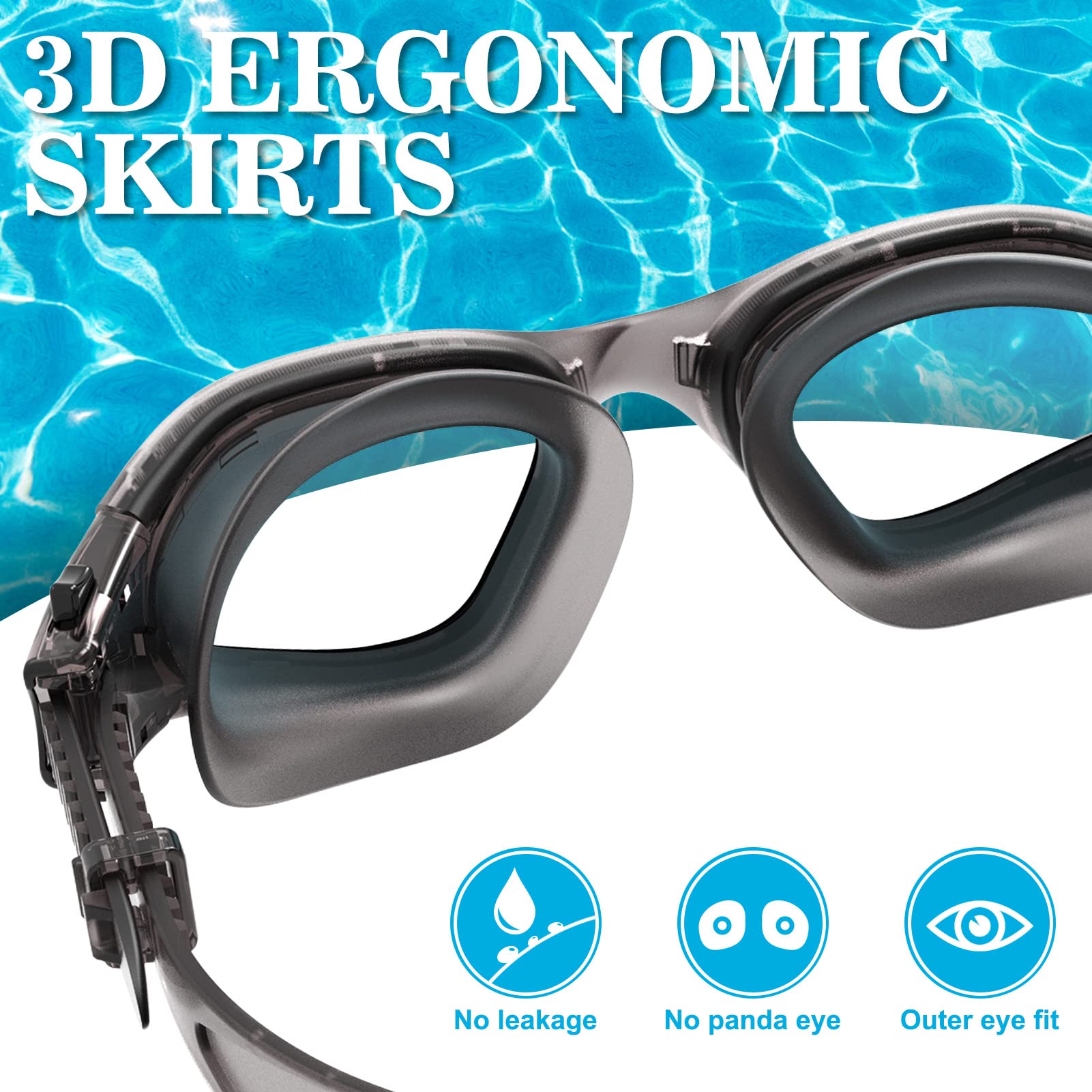 Win.Max Polarized Swimming Goggles Swim Goggles Anti Fog Anti Uv No Leakage Clear Vision For Men Women Adults Teenagers (Transpa