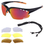 Rapid Eyewear Expert Cycle Multi Lens Sunglasses For Cycling Polarized, Clear & Low Light Lenses Included. For Men & Women. Uv 4