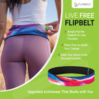 FlipBelt Classic Running Belt for Phone and Small Accessories, Exercise Waist Pouch for Women and Men, XL, Acrylic Summer
