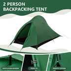 2-Person Lightweight Backpacking Tent - Waterproof Tent For Two Person, Ultralight Camping Tent For Outdoor, Easy Setup For Spor