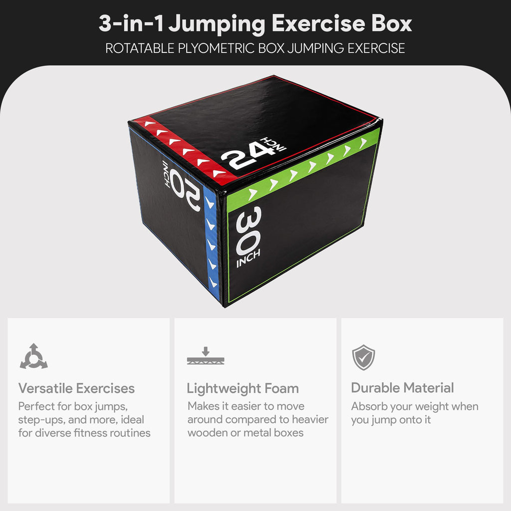 Balancefrom Jumping Plyo Exercise Box 3 In 1 Home Gym Workout 60 Lbs, Multicolor