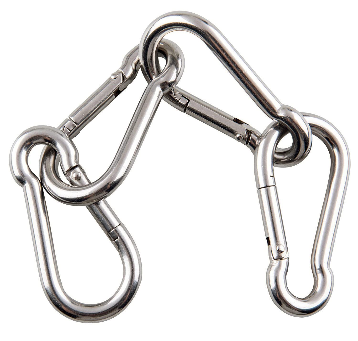 Sprookber Stainless Steel Carabiner Spring Snap Hook - 304 Stainless Steel Heavy Duty Clips, Set Of 4 (4 Inch)