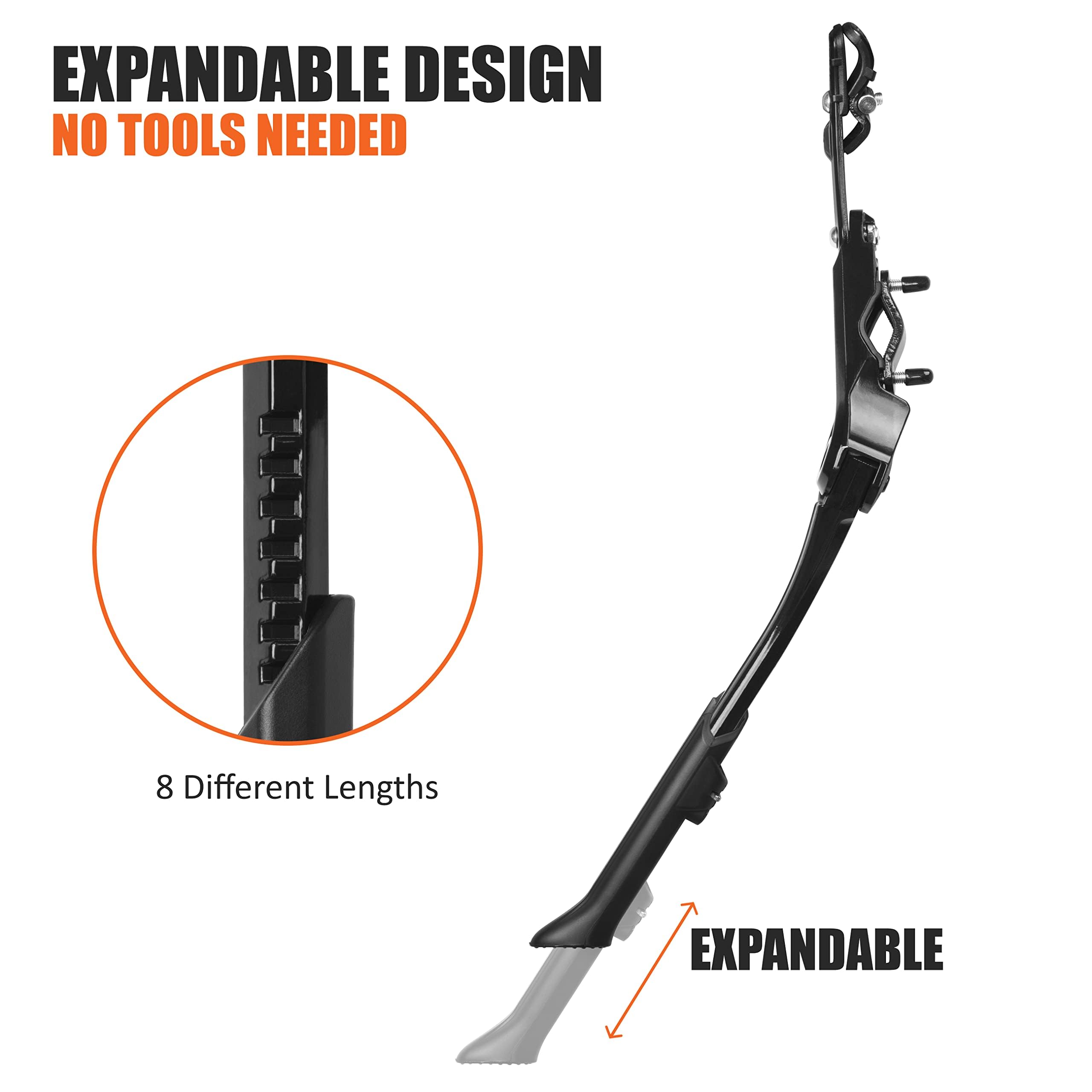 Bv Bike Kickstand - Lightweight Aluminum Alloy Rear Side Kick Stand For 24-28'' Bikes - Tool-Free Installation, Suitable For All
