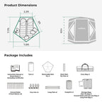 Acacia Space Tent, 2 To 3 Person Pop Up Camping Tent With 8 Windows And Footprint, Waterproof Windproof Easy Setup Hub Tent For