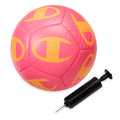 Champion Playmaker Logo Deflated Soccer Ball with Pump, Size 5 Soccer Ball (Knockout Pink/Orange Pop), Durable Panels for Kids, 