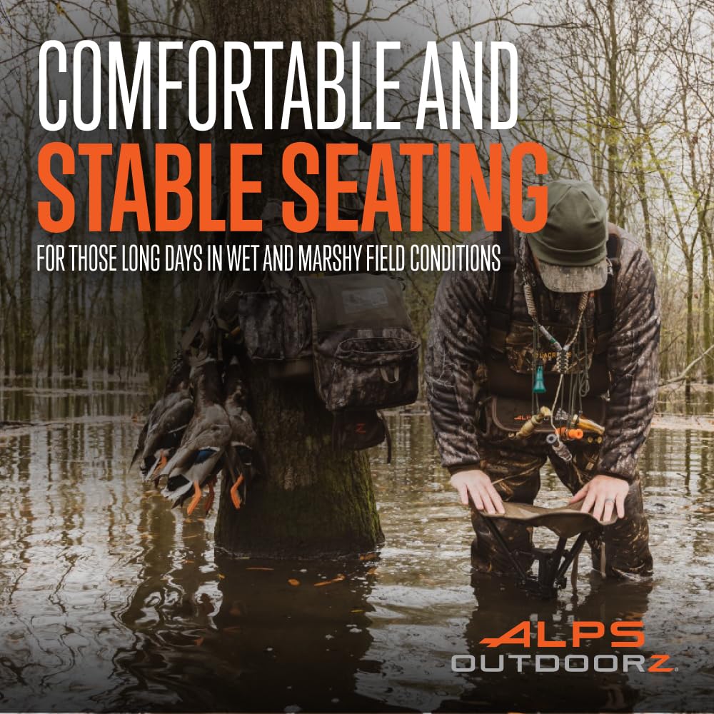 Alps Outdoorz Mesh Wetland Seat - Lightweight Hunting Chair With 360 Swivel, Aluminum Tubing, Adjustable Height, And Removable S