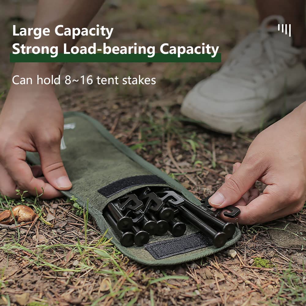 2Pcs Tent Stakes Bags(S+L) Puncture Resistant Tent Peg Storage Bags Large Capacity Waterproof Nail Pouch For Hiking Camping