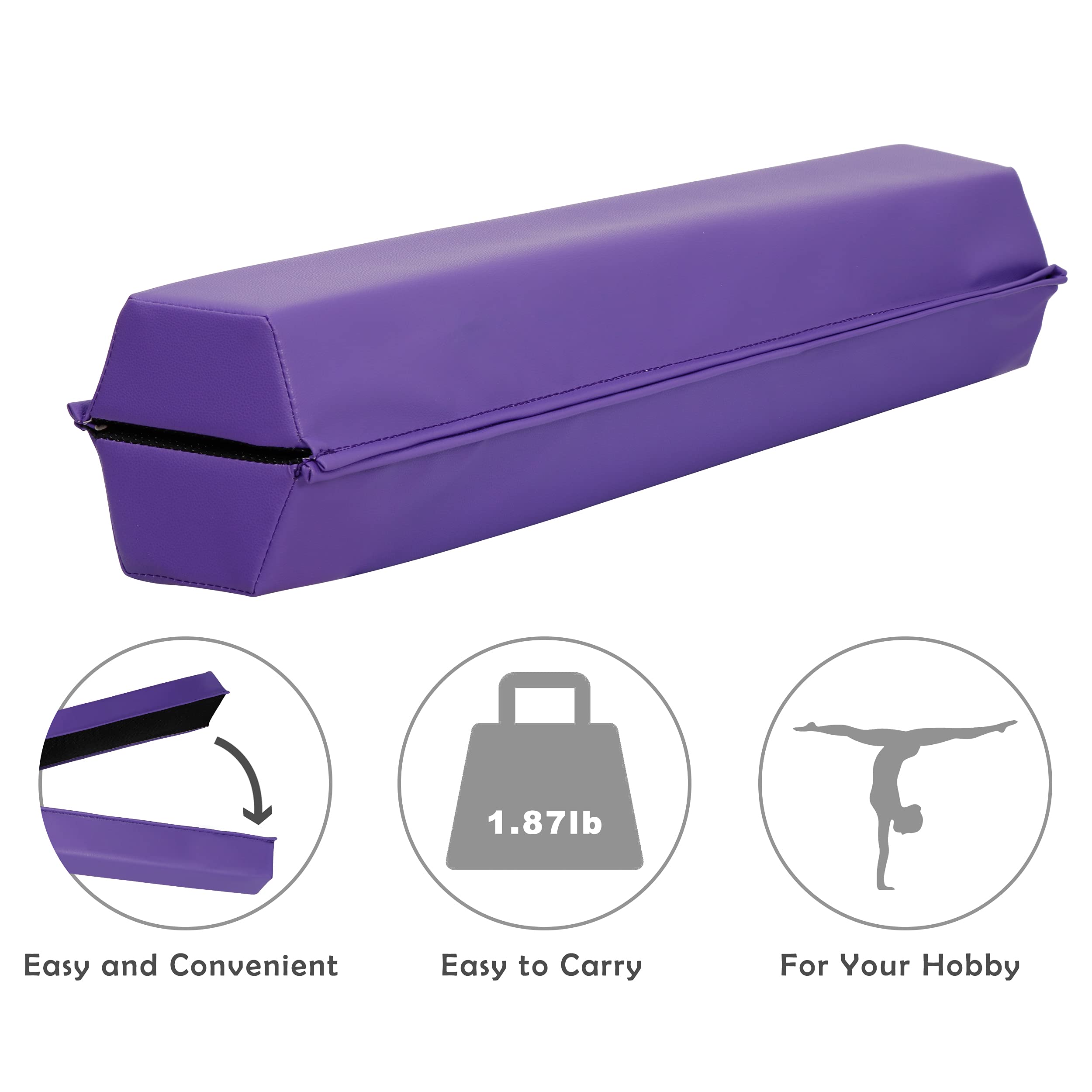F2C 6Ft Folding Gymnastic Balance Beam, Anti-Slip Base Floor Foam Balance Beam Bar, Gymnastics Equipment For Beginners Practice