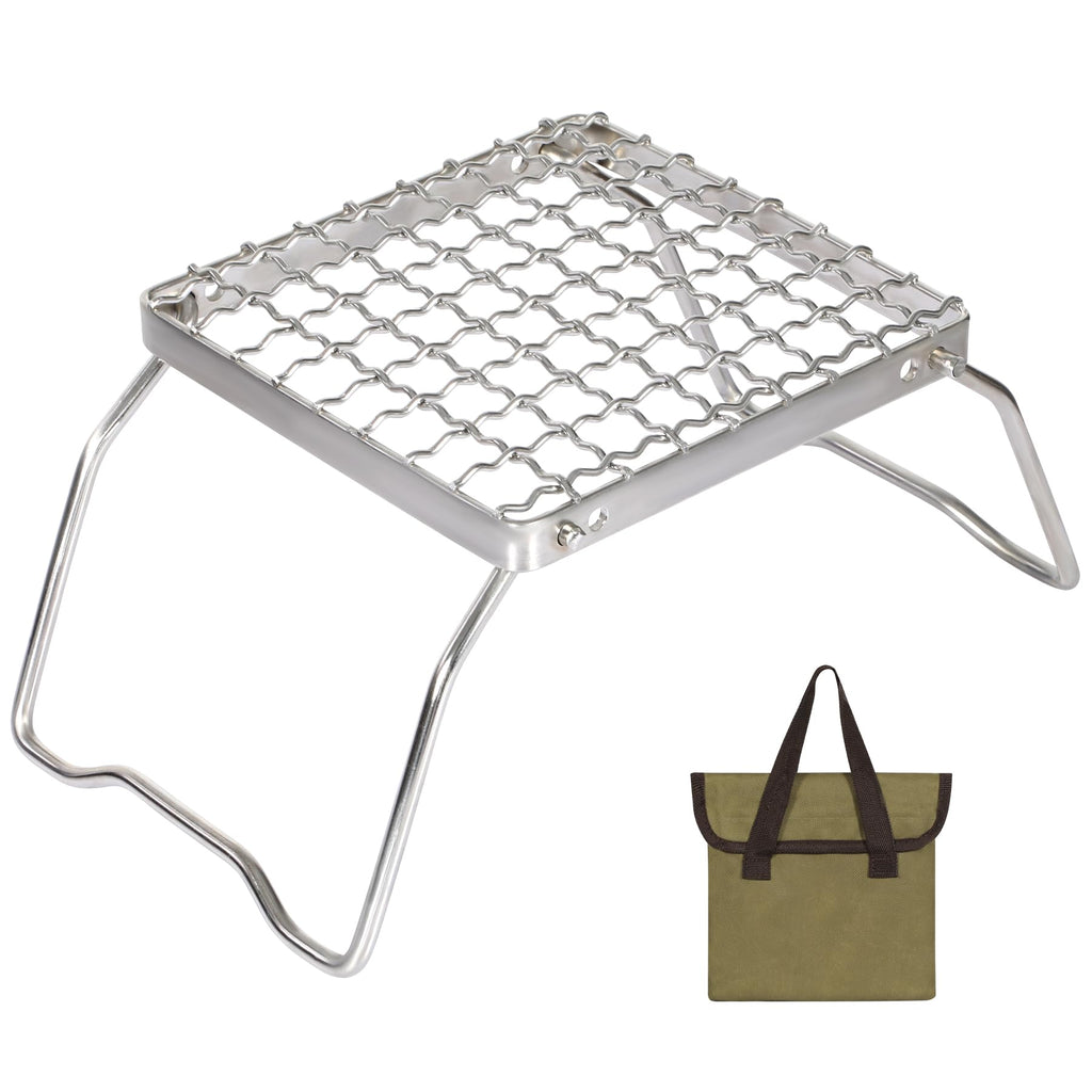Redcamp 6 Small Folding Campfire Grill, 304 Stainless Steel Firepit Grill Grate, Heavy Duty Portable Camping Grill With Carrying
