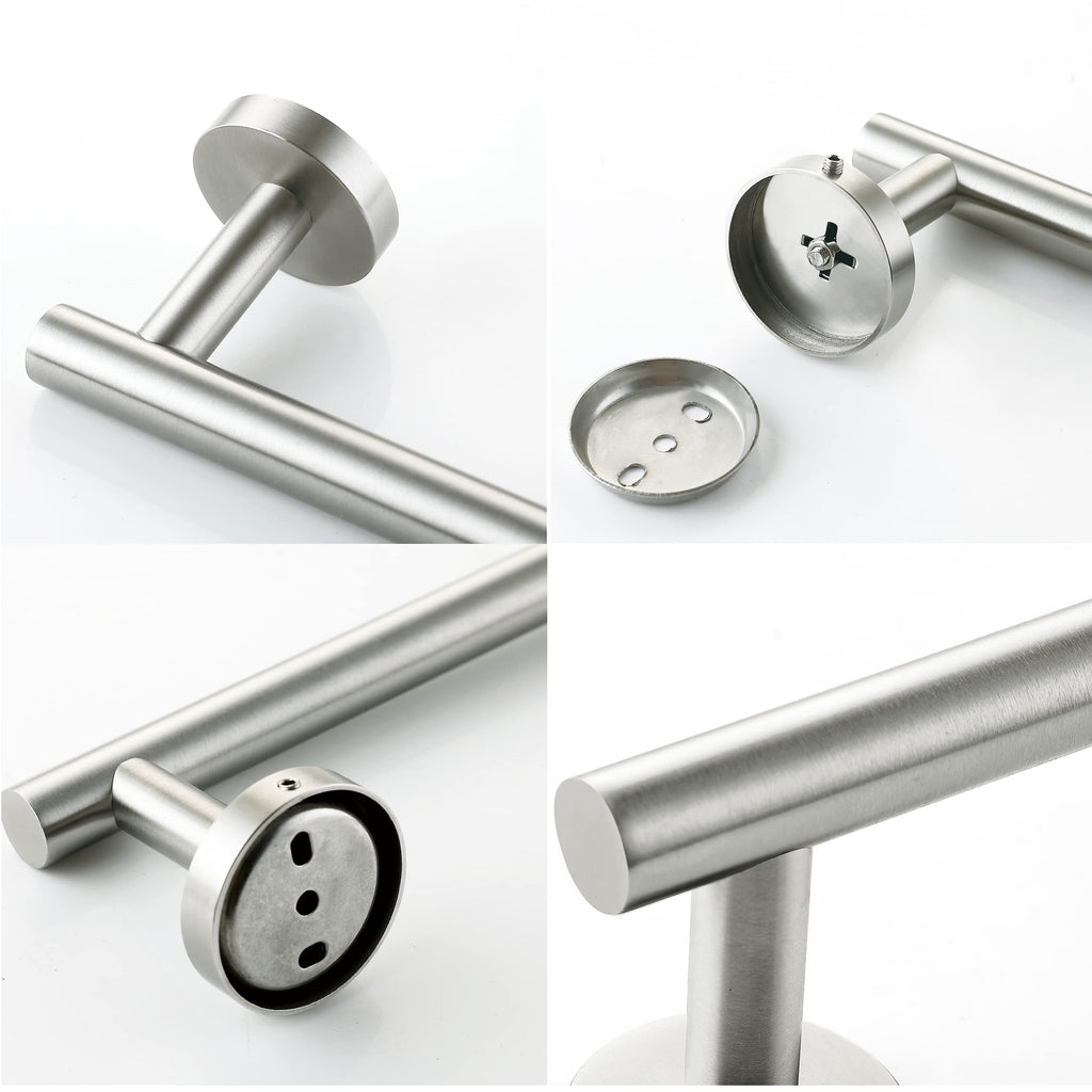 Nolimas 9 Inch Silver Bath Hand Towel Bar Sus 304 Stainless Steel Towel Rod Rack Holder Round Wall Mounted Suit For Kitchen,Bath