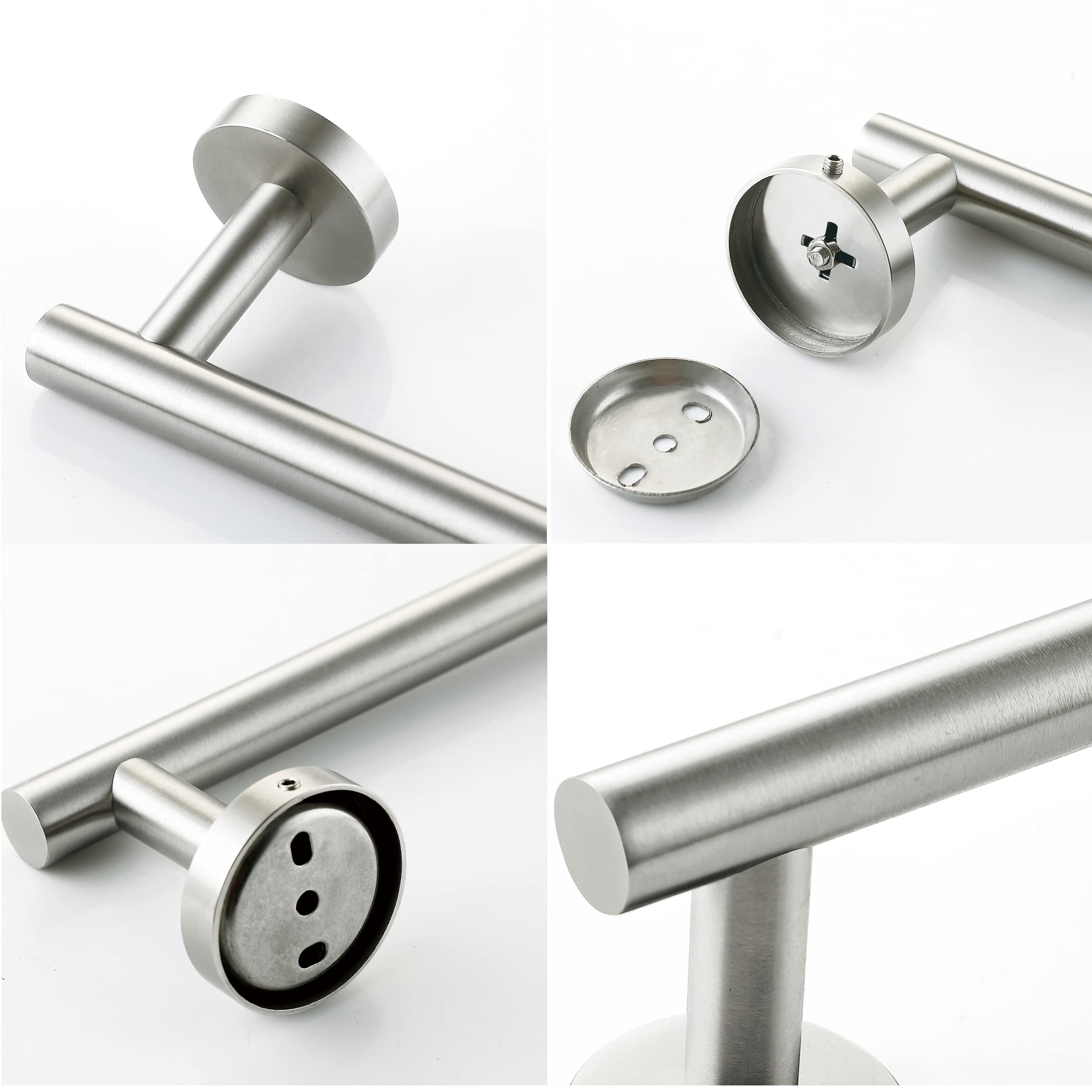 Nolimas 9 Inch Silver Bath Hand Towel Bar Sus 304 Stainless Steel Towel Rod Rack Holder Round Wall Mounted Suit For Kitchen,Bath