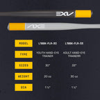 Axe | Hand-Eye Trainer | Skinny Barrel Baseball & Softball Bat | Pro Flared Handle (33'')
