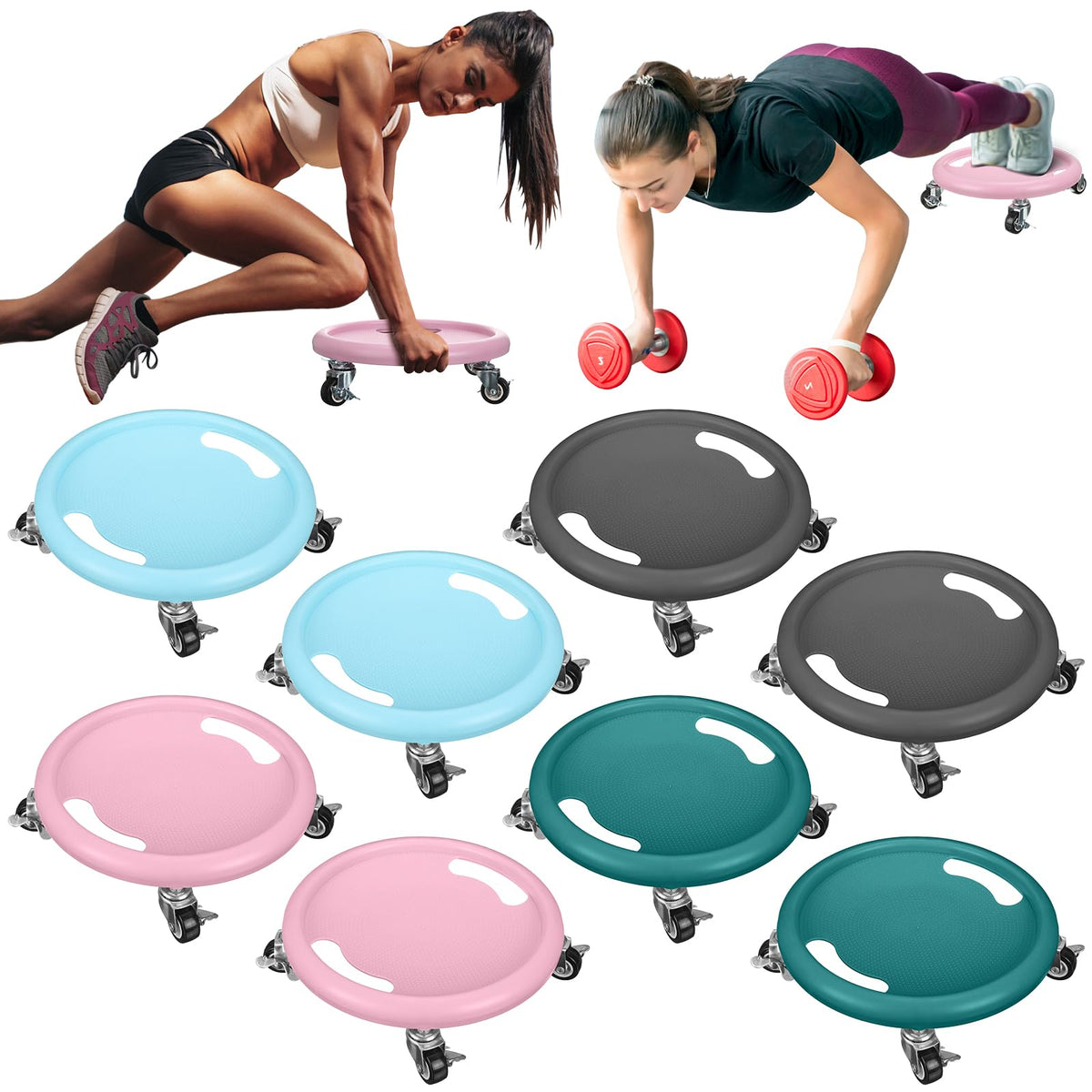 Seenelling 8 Pcs Abdominal Exercise Roller Wheel Abdominal Exercise Sliders for Core Workout AB Wheel Exercise Board Abdominal B