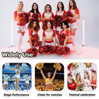 Hooshing 6Pcs Pom Poms Cheerleading Metallic Black And Red Cheer Pompoms With Baton Handle For Kids Adults Team Spirit Sports Da