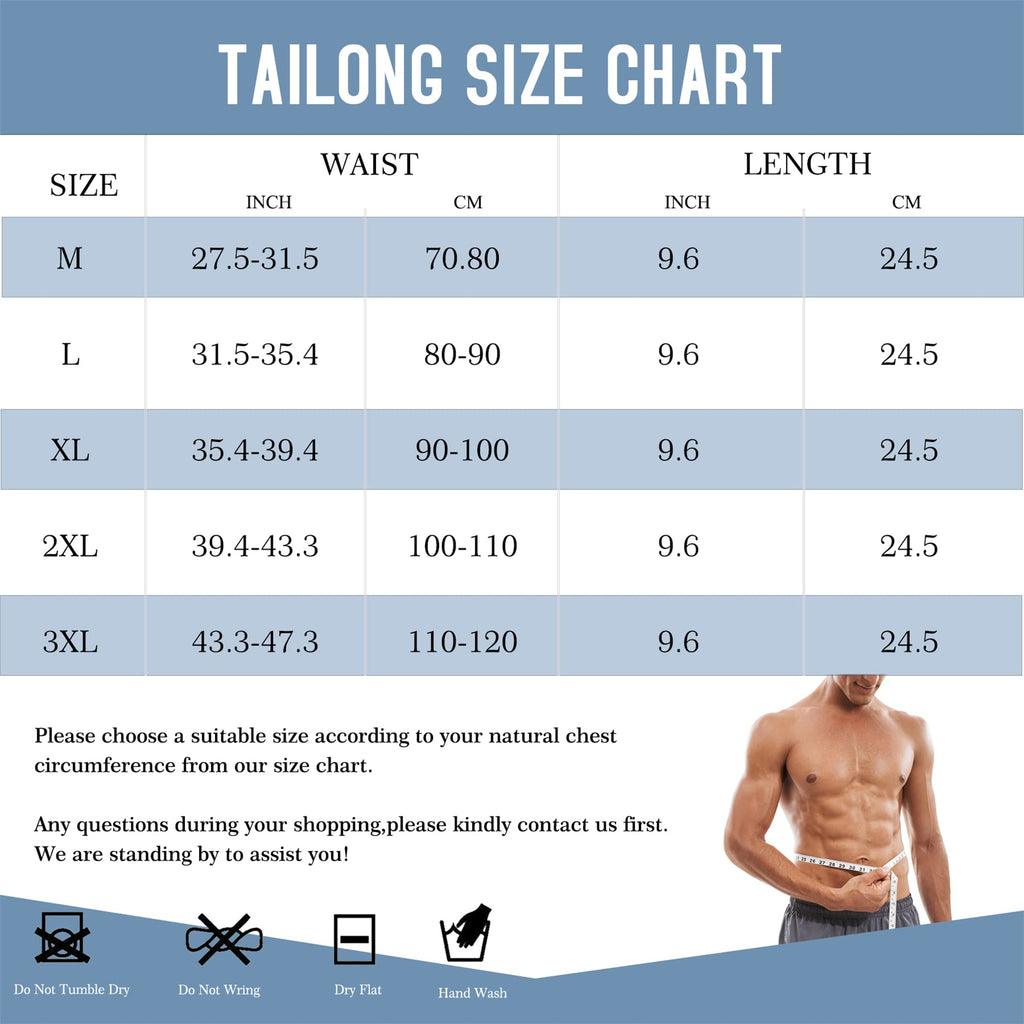Tailong Neoprene Waist Trimmer Ab Belt For Men Weight Loss Trainer Corset Slimming Body Shaper Workout Sauna Hot Sweat Band (Bla