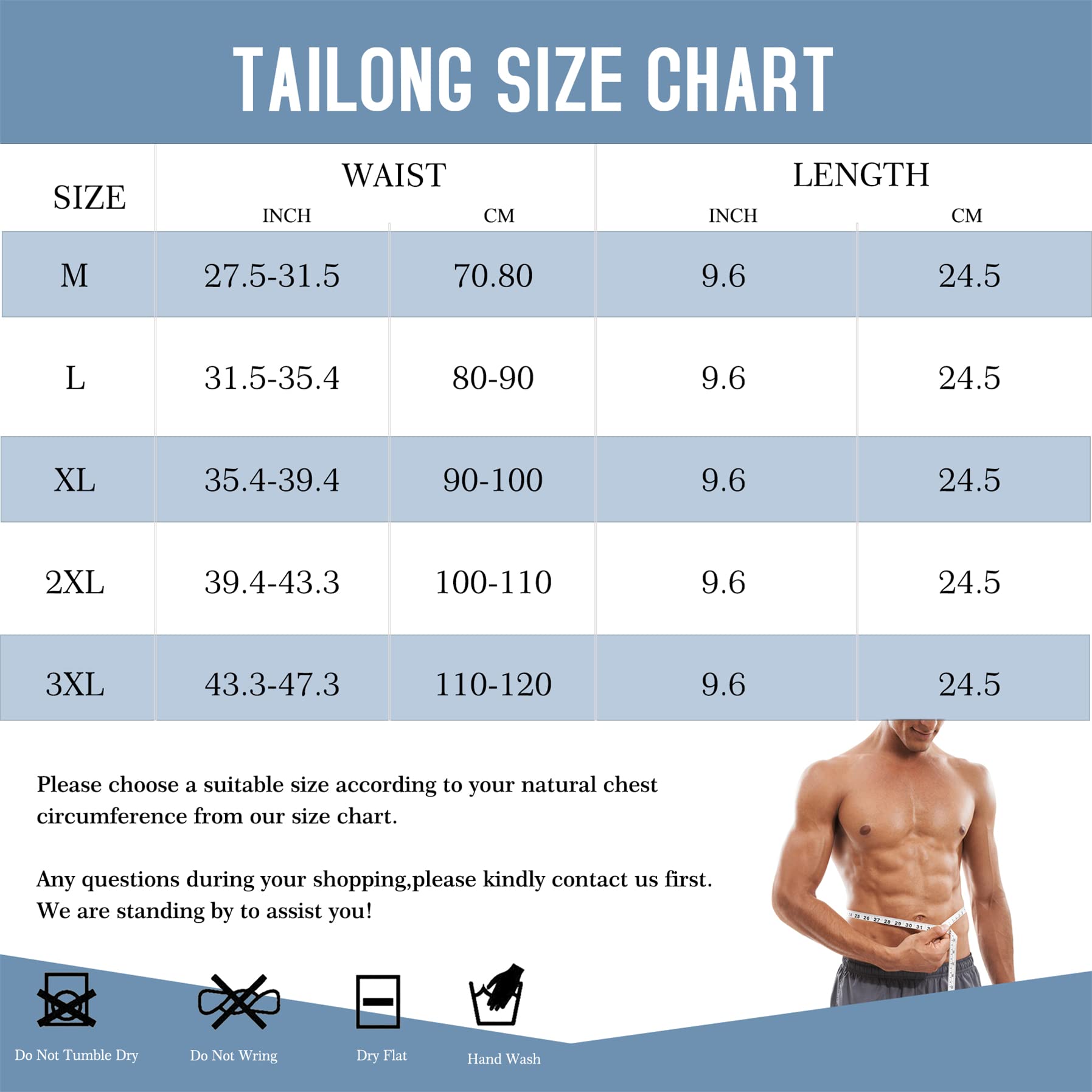 Tailong Neoprene Waist Trimmer Ab Belt For Men Weight Loss Trainer Corset Slimming Body Shaper Workout Sauna Hot Sweat Band (Bla