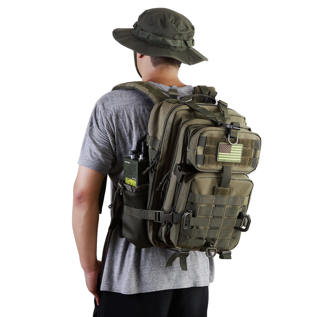 Hannibal Tactical 30L Molle Assault Pack, Tactical Backpack Military Army Camping Rucksack With Bottle Holder, 3-Day Pack, Olive