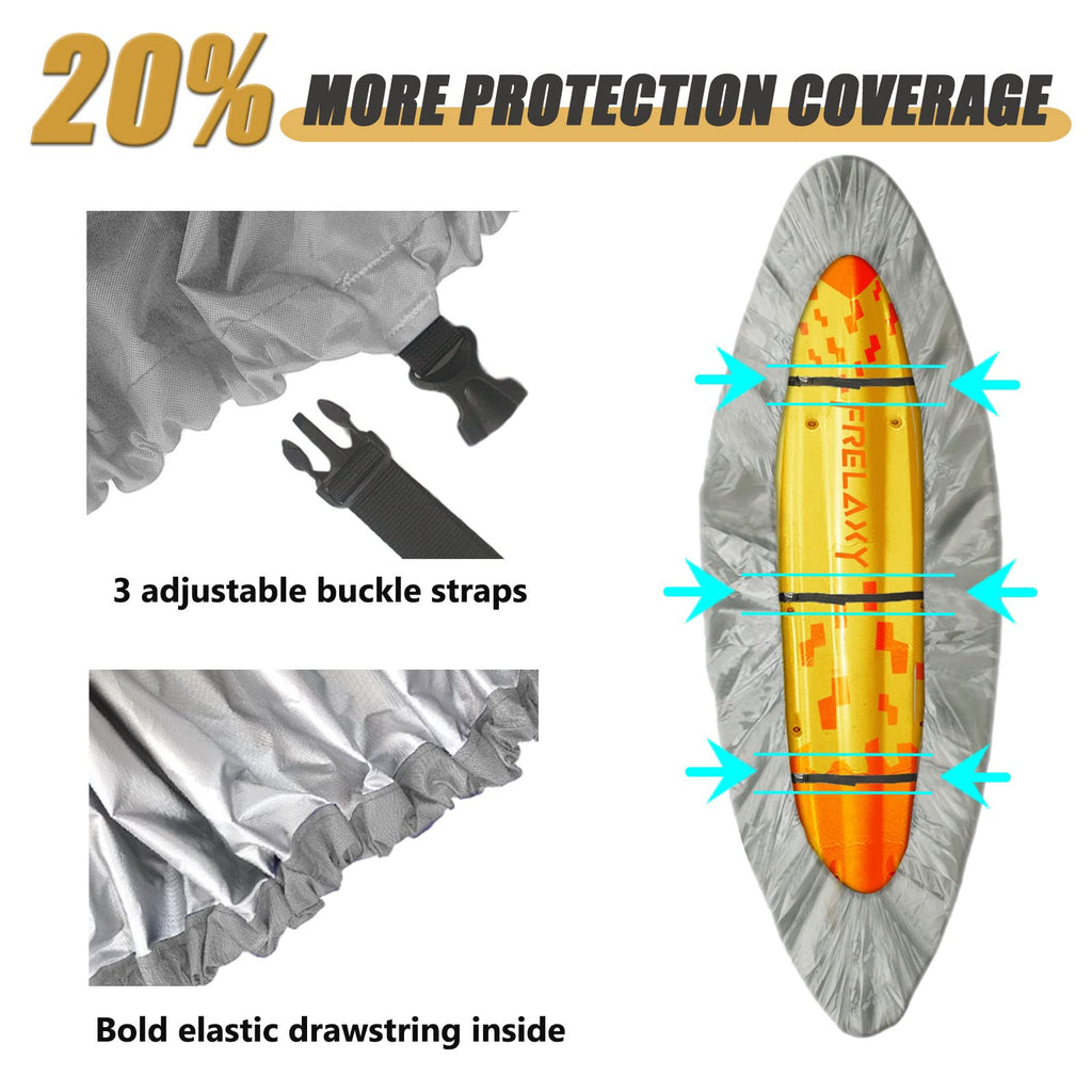 Frelaxy 420D Kayak Cover, Heavy Duty Waterproof Uv Resistant Kayak Covers For Outdoor Storage, Ultra Strong Canoe Storage Dust C