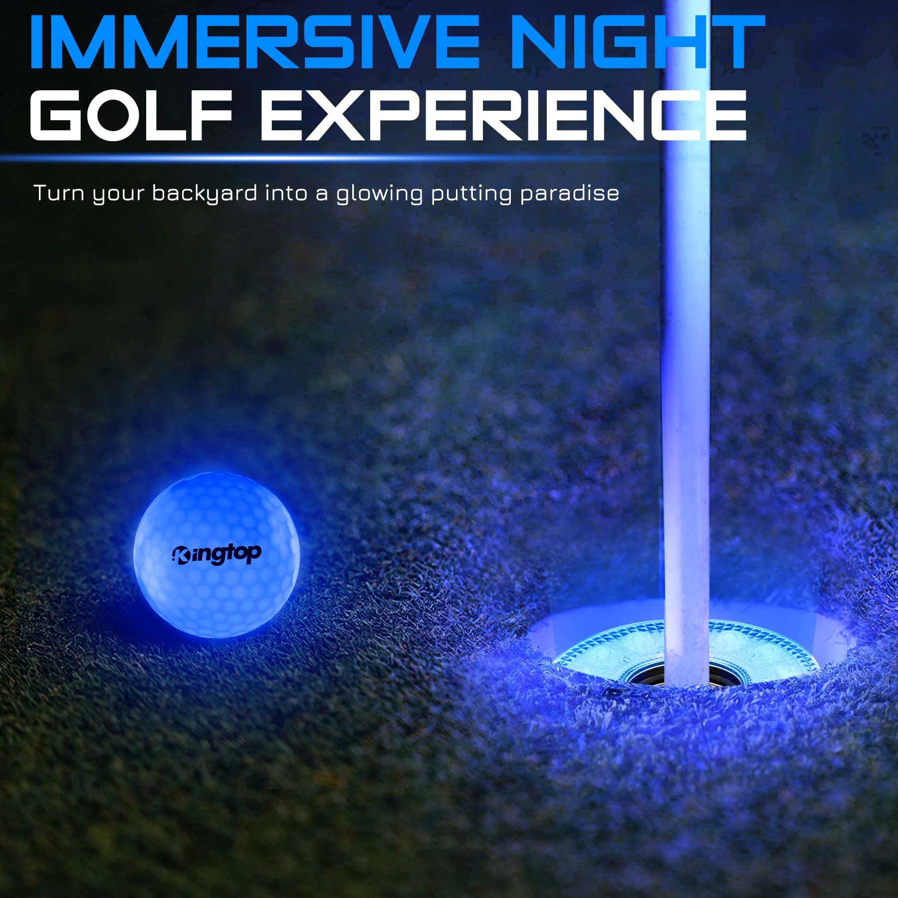 Kingtop Led Golf Hole Lights With Lens, Rgb Light Up Night Golf, Putting Green Cup Lights, Glowing In The Dark Lights For Golf H