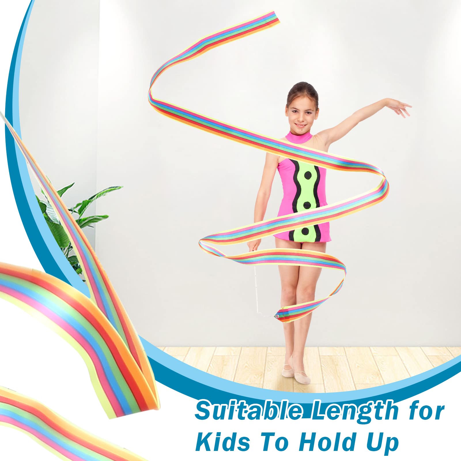 30 Pieces Gymnastics Wands Dancing Dance Ribbons Streamers Ribbon 6.6 Feet Artistic Rainbow Twirling Ribbons For Gymnastics Part
