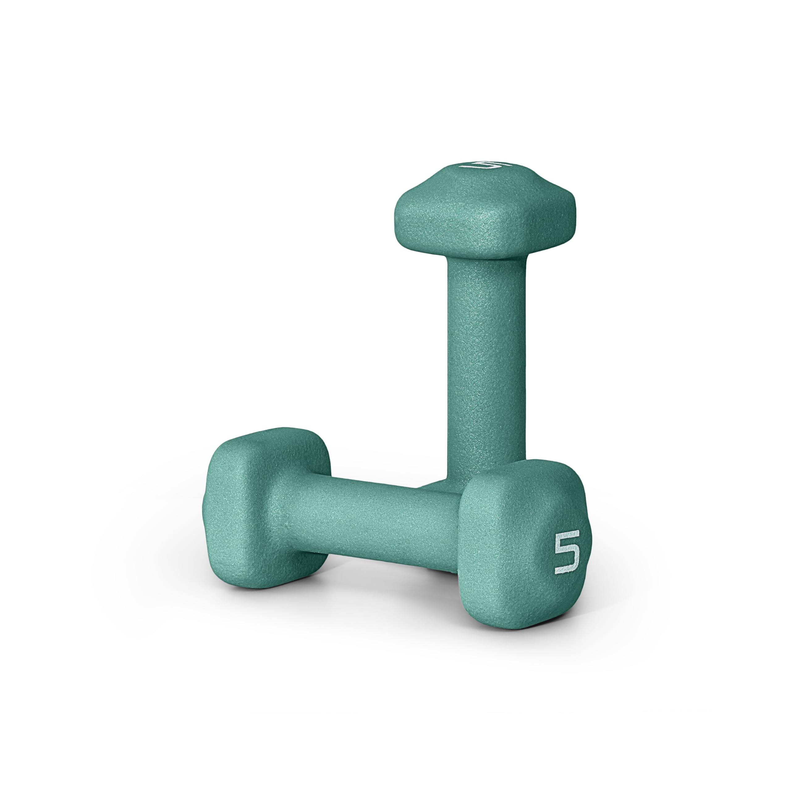 Tone Fitness 5 lb Neoprene Dumbbell Pair for Home Workouts - Non-Slip Design - Teal