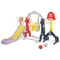 Neekoy 6-In-1 Toddler Slide And Swing Set For Kids, Toddler Swing With Basketball Hoop, Suitable For Outdoor Indoor Playground F