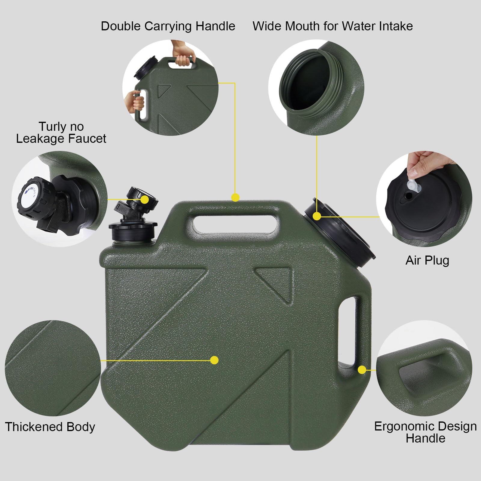 Digury Camping Water Jug - 2.6 Gallon Bpa Free Water Storage With Spigot, No Leakage Portable Emergency Tank Canteens For Outdoo