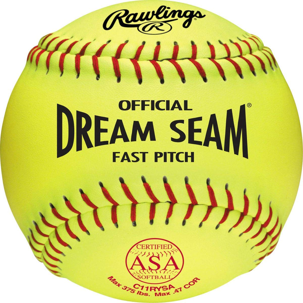 Rawlings | Official Dream Seam Fastpitch Softballs | 11'' Usa / Asa | Synthetic Cover C11Rysa | 12 Count