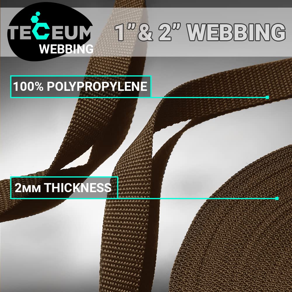 Teceum 1 Inch Webbing - Brown - 10 Yards - 1    Webbing For Climbing Outdoors Indoors Crafting Diy Nw