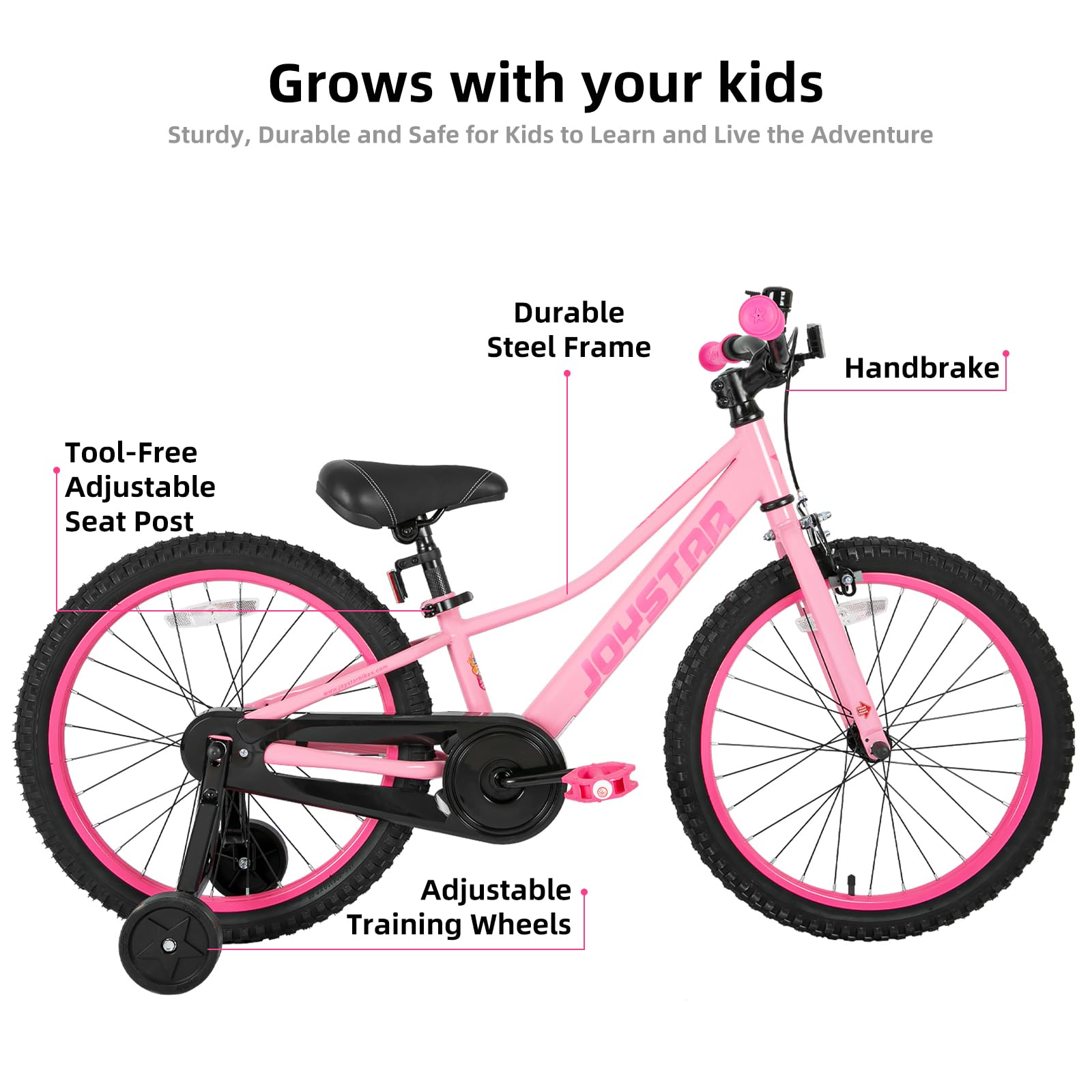 Joystar 20 Inch Girls Bike With Training Wheels For 6-12 Years Old Children 20'' Kids Bikes Kids Mountain Bicycle For Early Ride
