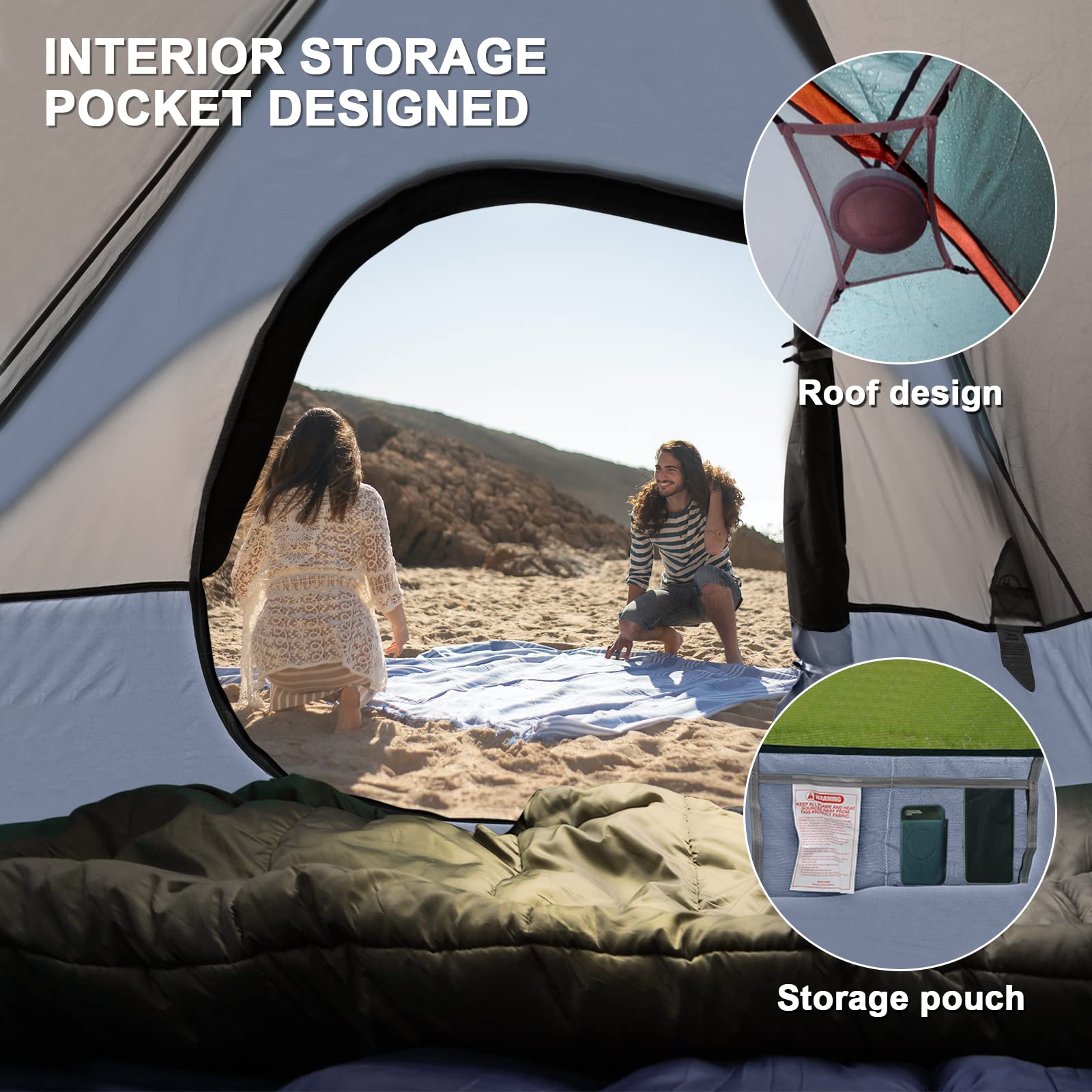 Camping Tent 4 Person, Waterproof Windproof Tent With Rainfly Easy Set Up-Portable Dome Tents For Camping