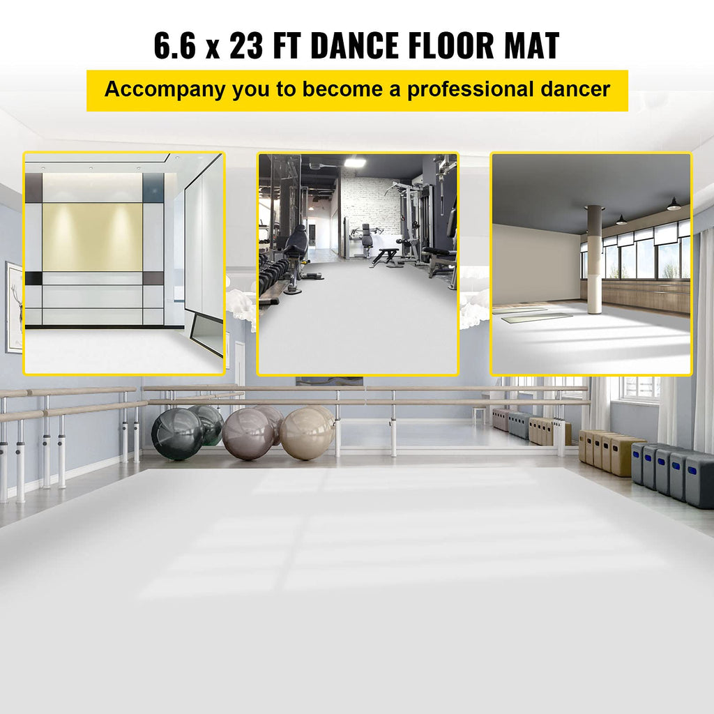 Vevor Dance Floor, 6.6X23Ft Dance Floor Roll, 0.06In Thick Pvc Vinyl Dance Floor, Black/White Reversible Portable Dance Floor, N