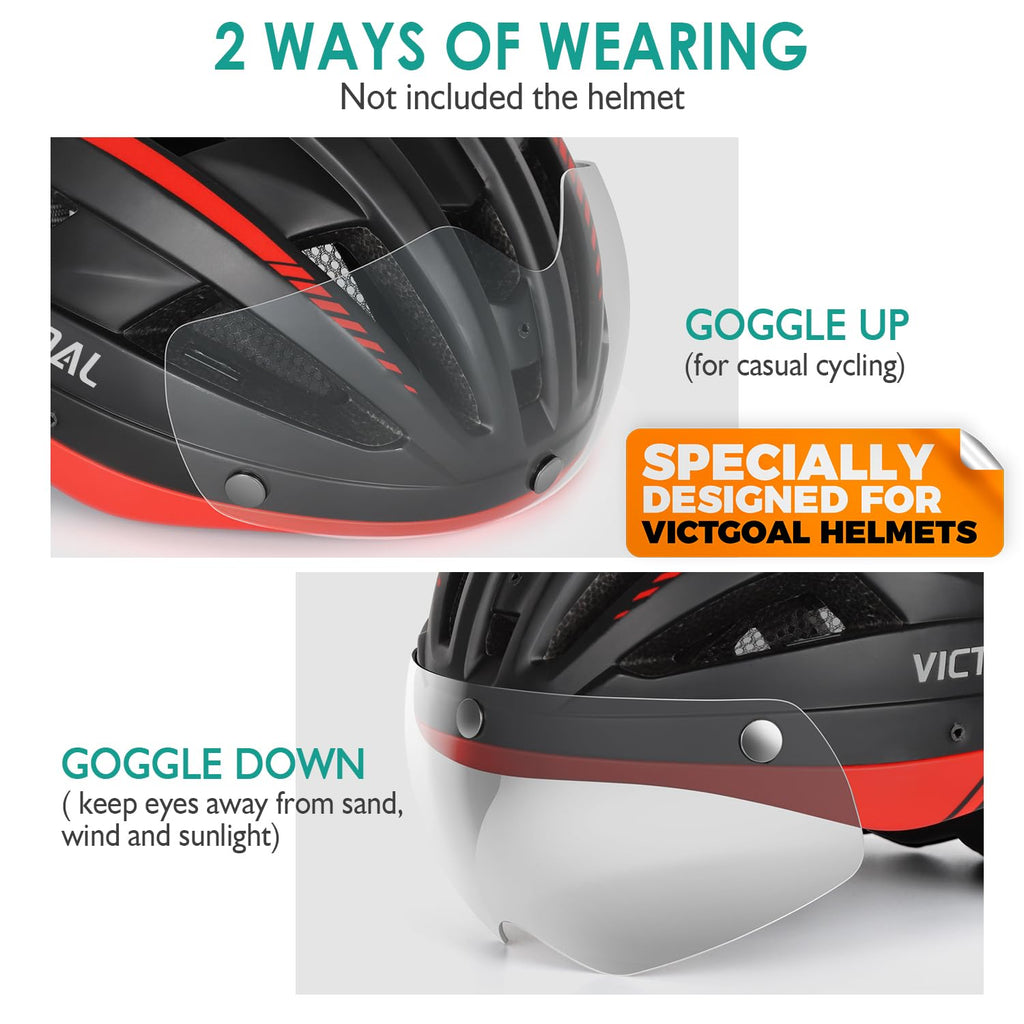 Victgoal Detachable Magnetic Bike Helmet Goggles Visor For Vg110 Bicycle Helmet (Crystal)