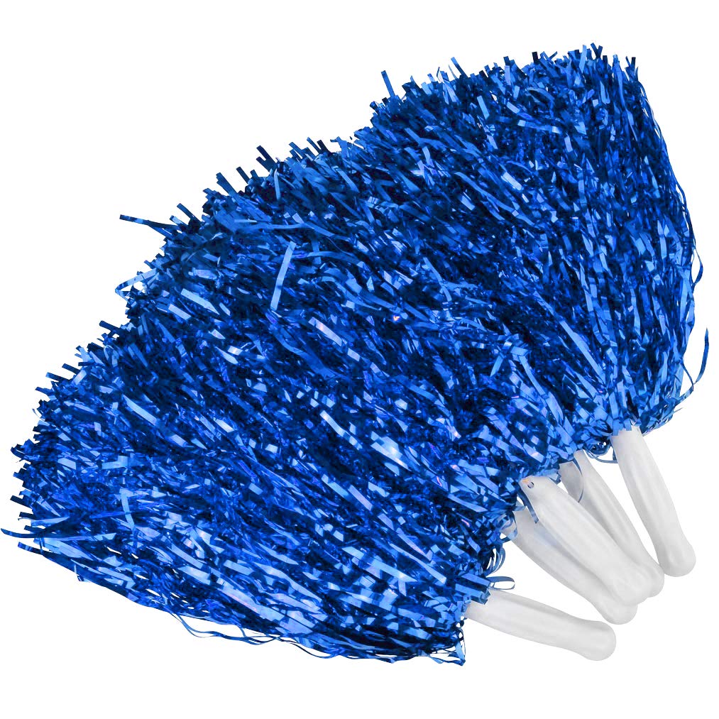 Baotongle 12 Pcs Cheerleading Squad Spirited Fun Poms Pompoms Cheer Costume Accessory For Party Dance Sports (Blues)