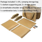 Lemubeane Tactical Camping Storage Bag - 57L Utility Tote Bag Organizer With Combination Lock And Shoulder Straps (Tan, 57L)