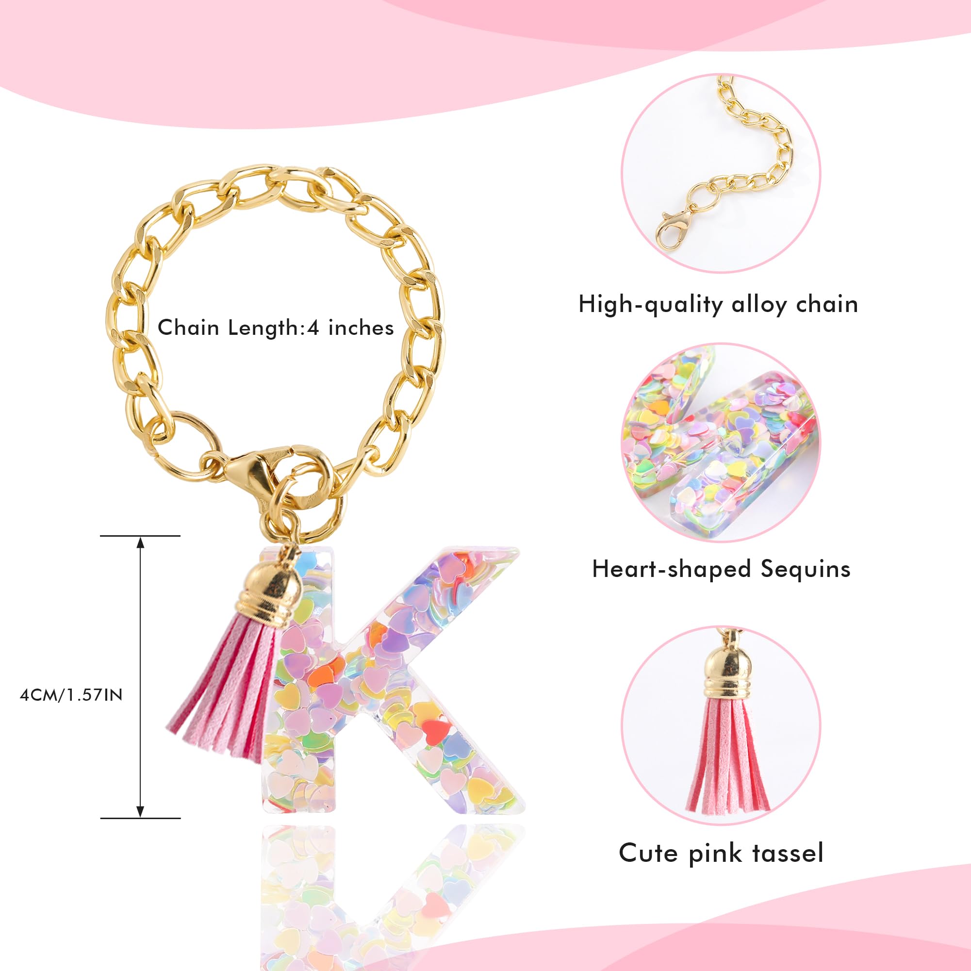 Letter Charm Accessories for Stanley Cup 1 PCS Cute Initial Keychain Handle Charm for Stanley Tumbler for Women Pink Letter K