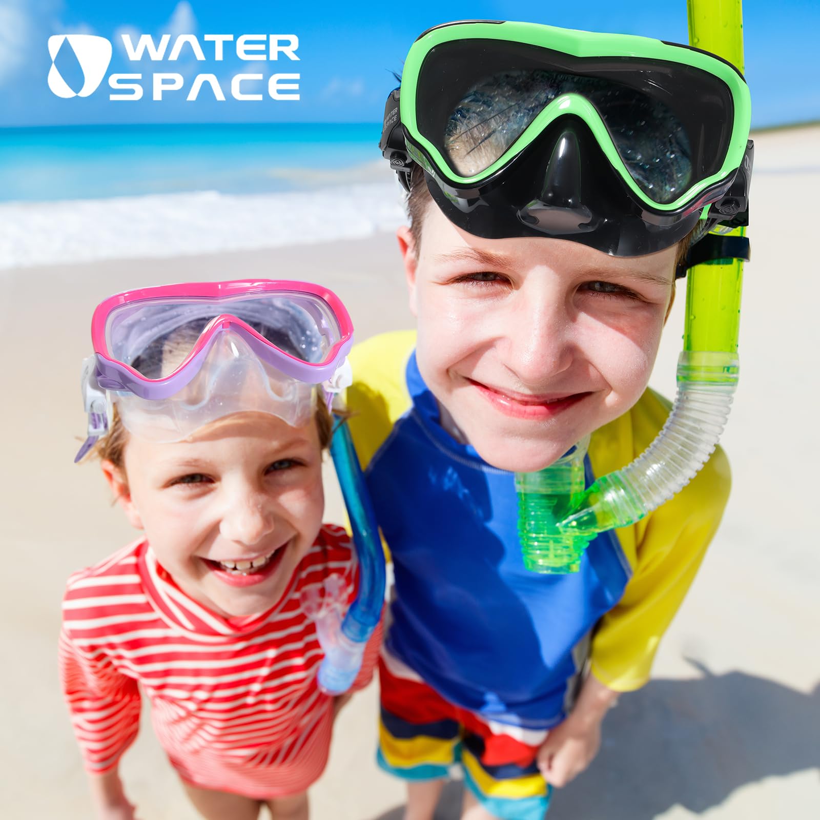 Water Space 2 Pack Swim Goggles Swimming Goggles For Kids Youth Boys Girls Aged 3-6 4-7 6-14, Anti-Fog Waterproof Panoramic View
