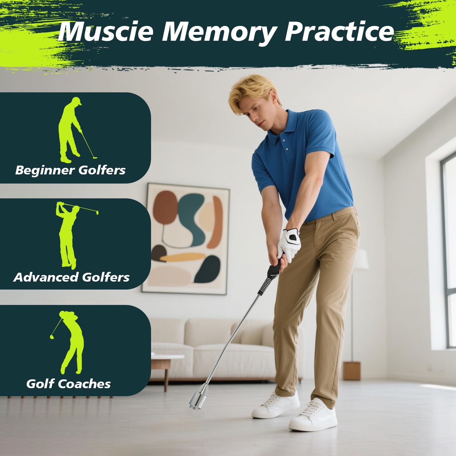 KALAUTO Weighted Golf Swing Trainer & Grip Trainer,Golf Swing Training Aid,Golf Grip Trainer for Indoor Practice,Warm-up,Stretch