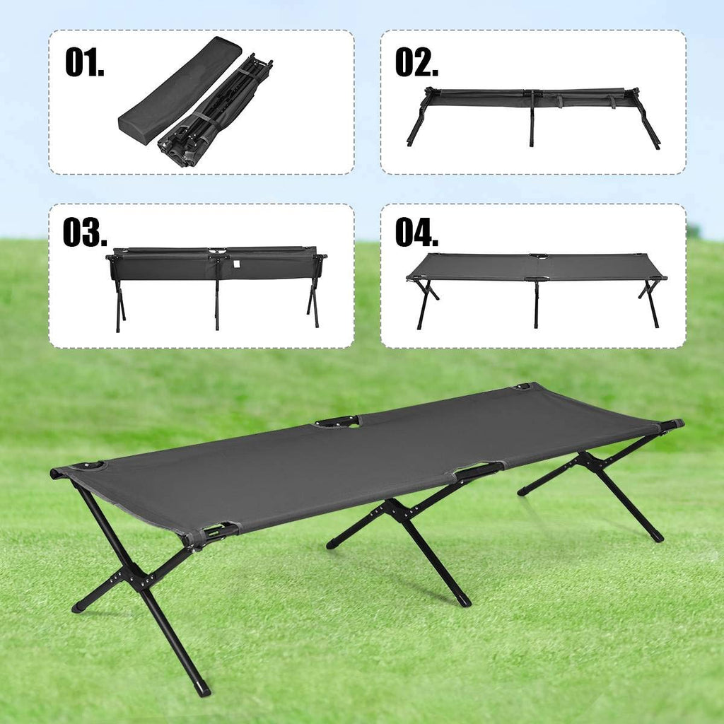 Gymax Folding Camping Cot, Heavy Duty Portable Military Cot With Oxford Fabric, Foldable Camping Bed For Outdoor Camping Hunting