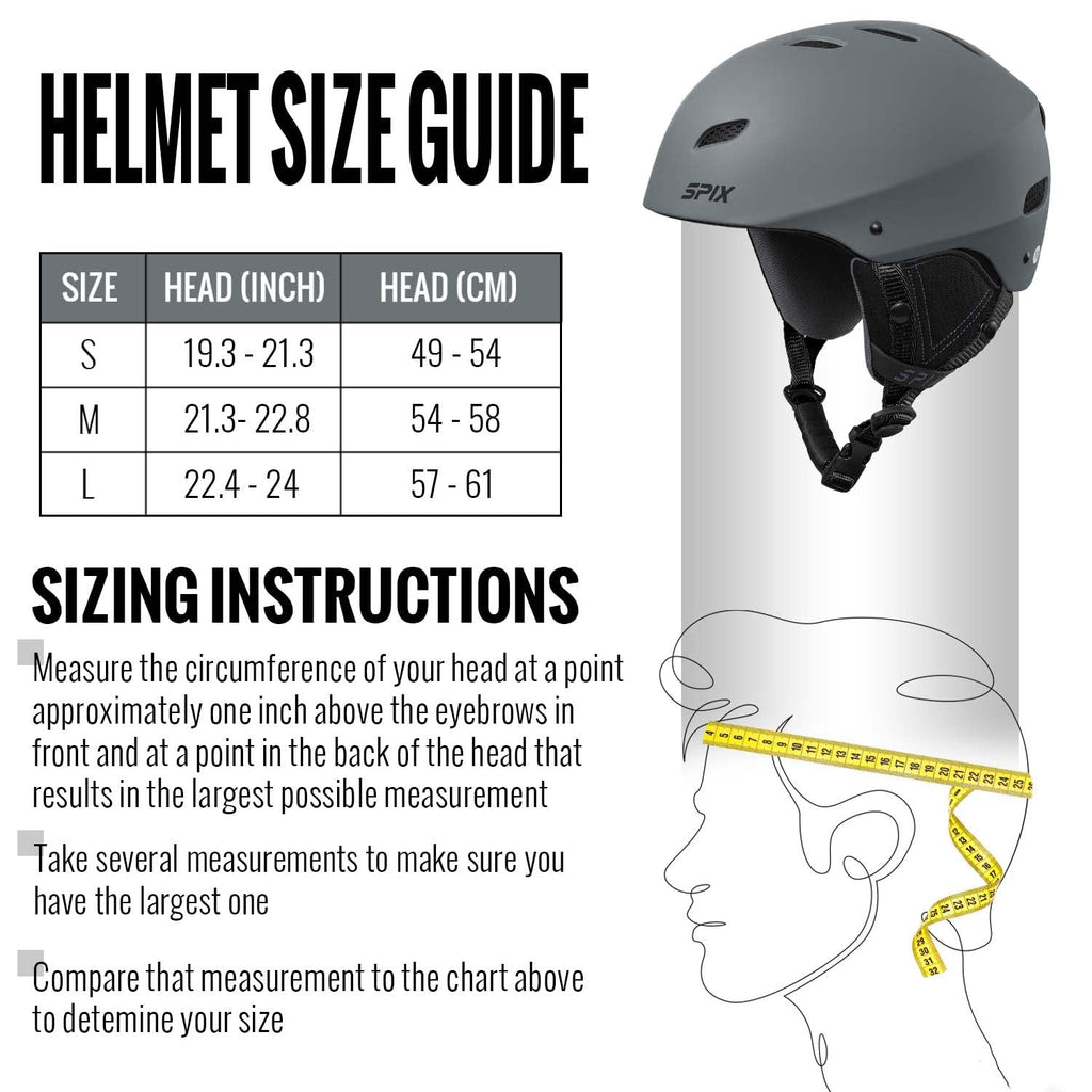 Spix Ski Helmet Snowboard Helmet - Astm Safety Standard Size Adjustable For Adults Youth Men And Women (S, Gray)
