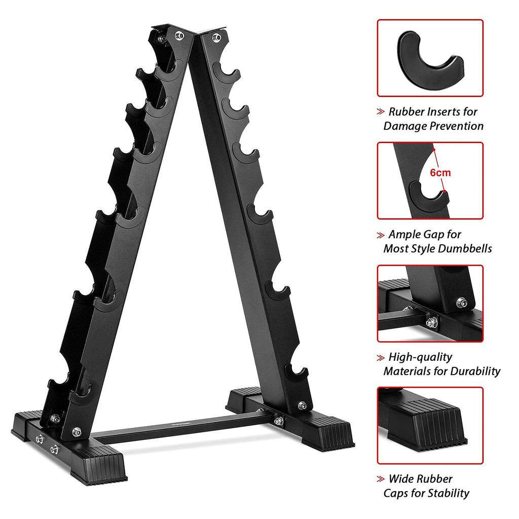 Akyen A-Frame Dumbbell Rack Stand Only, 6 Tier Weight Rack For Dumbbells (800 Pounds Weight Capacity, 2022 Version)