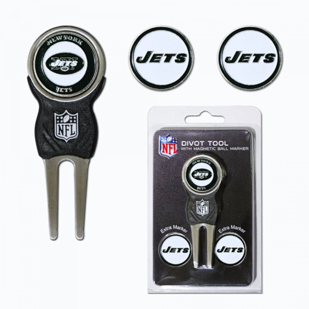 Team Golf Nfl New York Jets Divot Tool Pack With 3 Golf Ball Markers Divot Tool With 3 Golf Ball Markers Pack, Markers Are Remov