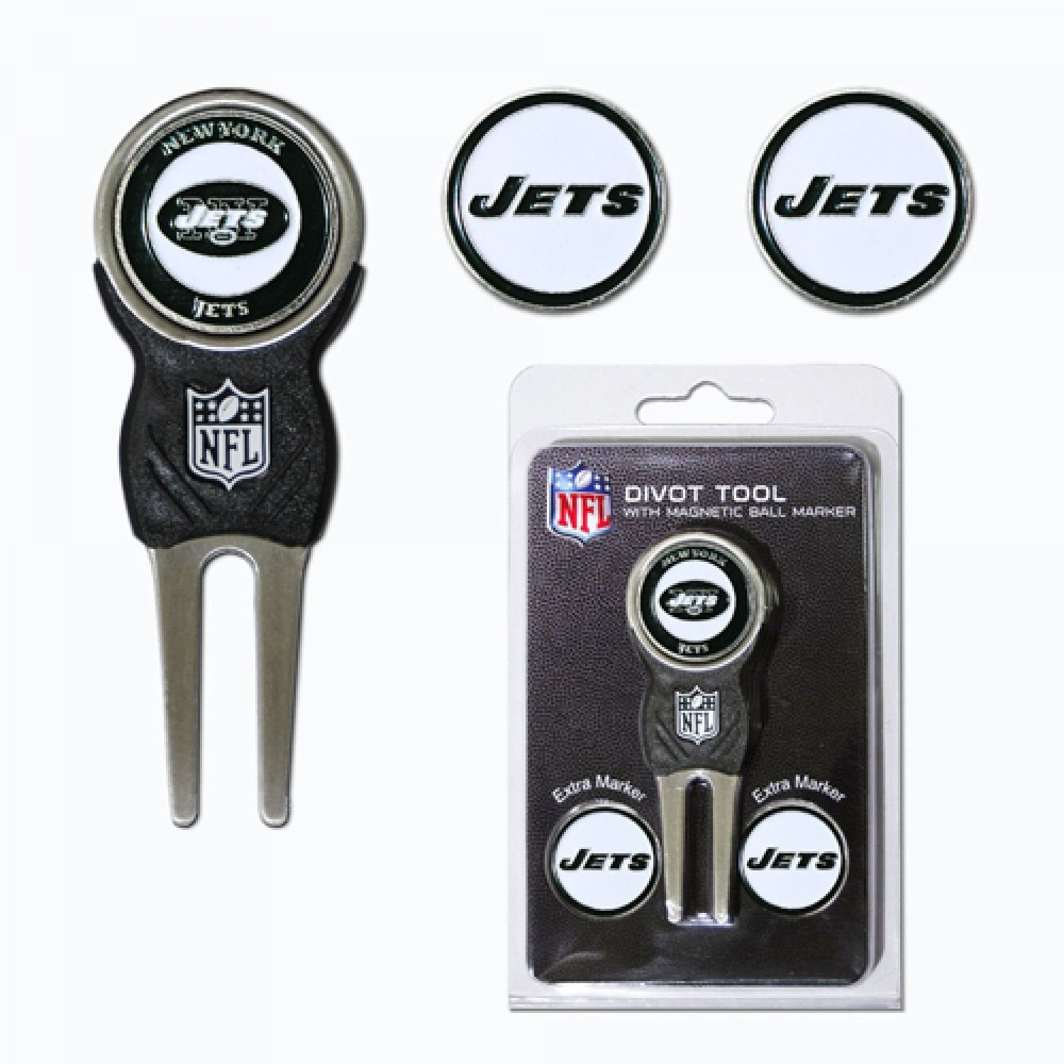Team Golf Nfl New York Jets Divot Tool Pack With 3 Golf Ball Markers Divot Tool With 3 Golf Ball Markers Pack, Markers Are Remov