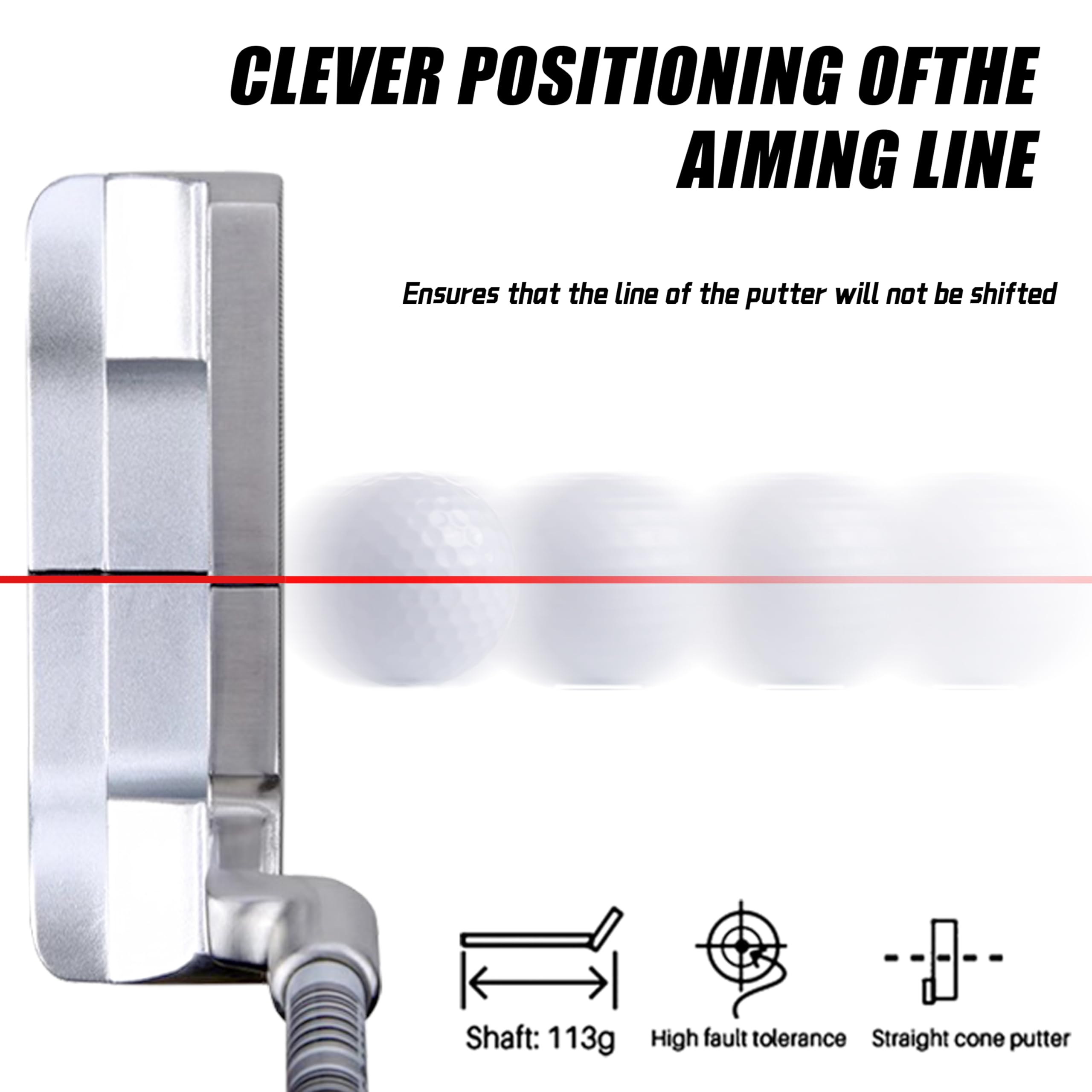 Pgm Golf Club Putter - Mens Left-Handed Putter - 950 Steel Shaft With Stainless Steel Putter Head - Easy Flop Shots
