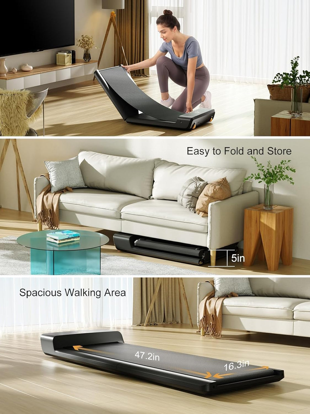 WALKINGPAD A1Pro Foldable Walking Pad Treadmill for Home Office, Under Desk Treadmill with Adaptive Speed Control, Compact Desig